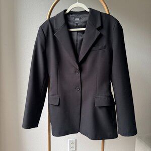 Tailored Black Blazer by Zara  Fitted, Double-Breasted